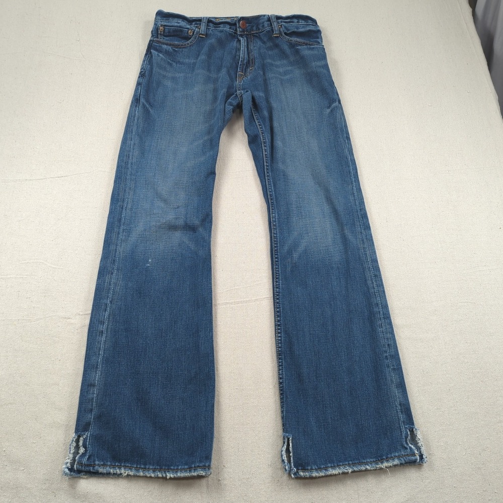 American Eagle Jeans Mens 30x32 Blue Low Rise Boot Cut Western Cowboy Distressed